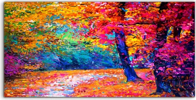 Produktbild von Coloray Spritzschutz aus Glas 100x50  Wandkunst Küchenrückwand Foto Kunstdruck Bäume Wald Herbst bunte