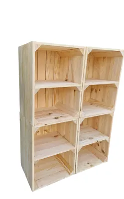 Produktbild von 4er Holzkisten mit Regal - 40x30x24 cm - Dekorative Aufbewahrungsboxen aus Holz
