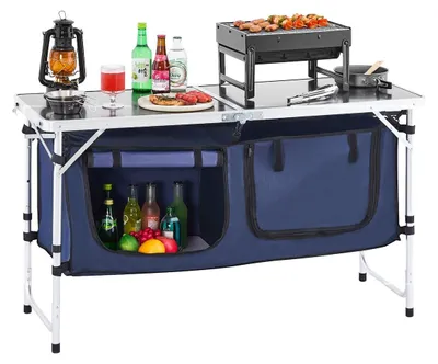 Productafbeelding van Campingtafel, inklapbaar, draagbaar, kookstation met 3 verstelbare hoogtes