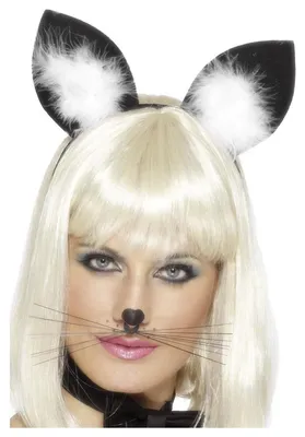 Produktbild von Smiffys - Damen Kostüm-Stirnband, Katzenohren SM1553 (Einheitsgröße) (Schwarz/Weiß)