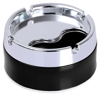Produktbild von Runder Aschenbecher mit Rillendesign, winddichter Aschenbehälter aus Edelstahl für den Schreibtisch, geeignet für Zuhause, Büro und Outdoor