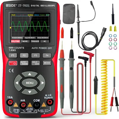 Produktbild von 2in1 Digital Oszilloskop Multimeter, 9999 Zählungen, True RMS, Messfunktion für Spannung, Strom, Widerstand, Kapazität, Diode, Frequenz, Temperatur
