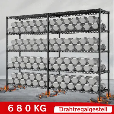 Image de Étagère pivotante standard à 5 niveaux, étagère pour charges lourdes réglable en hauteur, 152 (76+40,5) x 35,5 x 182 cm (L x l x H), capacité de charge minimale 680 kg