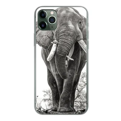Produktbild von MuchoWow® Handyhülle Schutzhülle Hülle für iPhone 11 Pro Max Elefant - Porträt - Tiere - Schwarz und weiß Silikon Softcase Handy Hülle - Schutz
