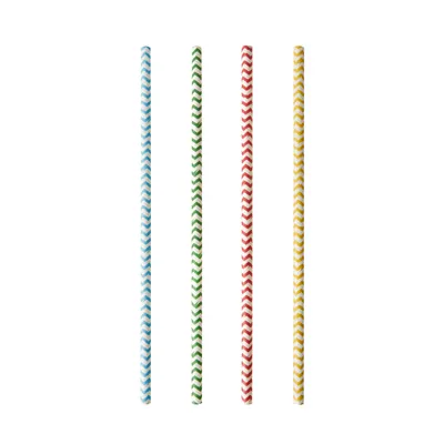 Produktbild von 100 Trinkhalme, Papier Ø 6 mm · 20 cm farbig sortiert "Zig-Zag"