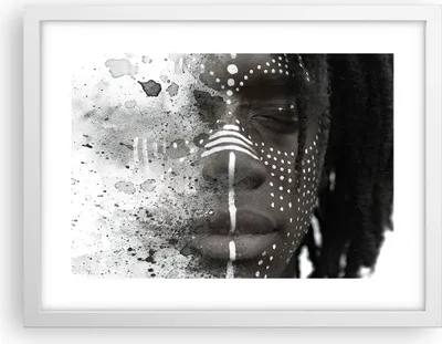Produktbild von Gerahmtes Poster - Weißer Rahmen - Afrikanisch Autochthon Gesicht - 40x30 cm - Wand Bild - Wanddeko - Wandbilder - Kunstposter - Wandposter - Bilderrahmen - Bilder - Kunstdruck - P2WAA40x30-4788