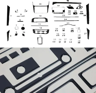 Image de Décoration intérieure Cockpit pour VW Caddy 2015-2020 Piano Noir Optique 39pcs