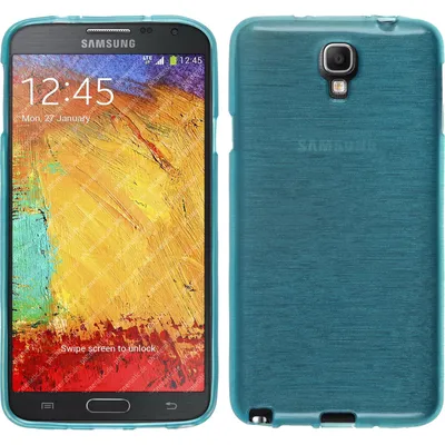Produktbild von PhoneNatic Case kompatibel mit Samsung Galaxy Note 3 Neo - blau Silikon Hülle brushed + 2 Schutzfolien