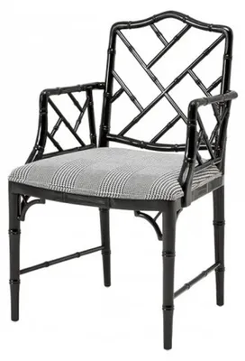 Produktbild von Casa Padrino Luxus Mahagoni Esszimmer Stuhl mit Armlehne Schwarz - Limited Edition