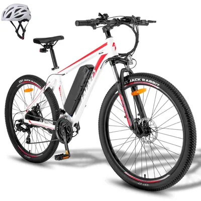 Obrázek produktu pro E Bike Nerezová hliníková slitina MTB 27,5 palce až 90 - 110 km elektrické kolo s 21 rychlostmi horské kolo, bílá a červená