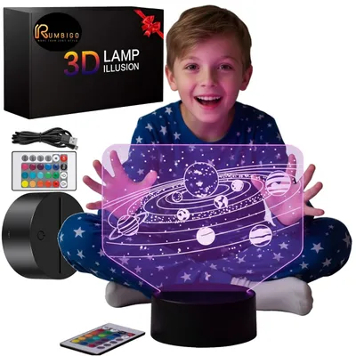 Zdjęcie produktu dla Lampka Nocna 3D LED Układ Słoneczny Kosmos Planety Pilot Prezent
