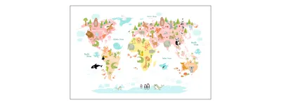 Produktbild von Muralo Fototapete Kinderzimmer 270 (B) x 180 (H) cm Vlies Tapete Wandtapeten Weltkarte Tiere Kinderwelt Jugend moderne Wandbilder XXL Kinder Wand Dekoration