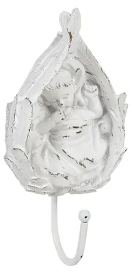 Produktbild von Clayre & Eef Wandhaken Blatt 8x5x17 cm Weiß Kunststoff