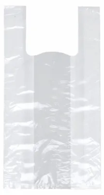 Produktbild von 250 Papstar Hemdchen-Tragetaschen, HDPE 48 cm x 22 cm x 12 cm transparent Knotenbeutel 12340
