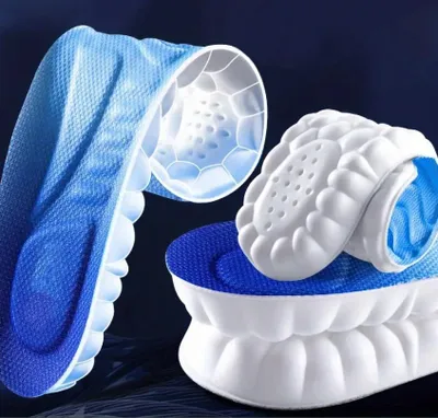 Image de Semelles intérieures - Sport. Semelles amortissantes 4D. Déodorantes. Respirantes. Grande élasticité. Pour chaussures de running pour hommes. Taille EU 39-40, longueur 25 cm. Couleur : bleu