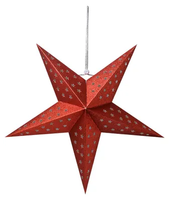 Productafbeelding van Clayre & Eef, hangende ster, 30x10x30 cm, rood, papier