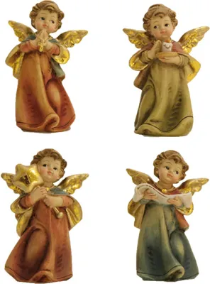 Immagine prodotto di 4x FADEDA angelo in piedi / altezza: 9 cm / dipinto a mano / figurine dettagliate per culla - accessori per culla per la decorazione della tavola di Natale