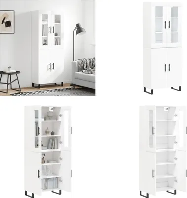 Produktbild von vidaXL Highboard Weiß 69,5x34x180 cm Holzwerkstoff - Highboard - Highboards - Sideboard - Schrank