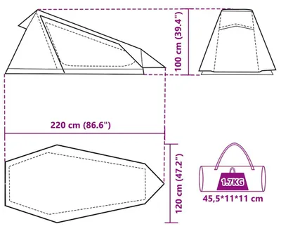 Image de vidaXL Tente tunnel 1 personne verte étanche à l'eau