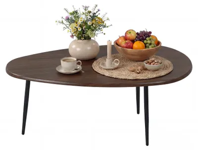 Immagine prodotto di KOMFOTTEU Tavolino da caffè moderno, stile metà secolo, forma ovale irregolare, con gambe in metallo, tavolino compatto per soggiorno, ufficio domestico, angolo lettura, facile da montare (marrone)