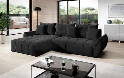 Produktbild von FurMeb BASIC 280x189 modern L Ecksofa mit Schlaffunktion, Bettkasten, Komfortsofa, Stoff Monolith Premium, Dunkelgrau
