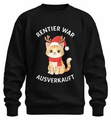 Imagen del producto de Camiseta de algodón con estampado "Rentier" (reno), ideal para Navidad, con un diseño divertido de un gato. Regalo original y adorable, uni. Color: . Talla: M