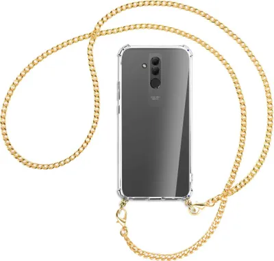 Produktbild von Handykette Backcover-Schutzhülle mit Band (Metall goldfarben) für Huawei Mate 20 lite - goldfarbene Kette