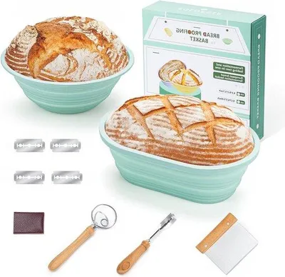 Produktbild von Bambussilikonformen für Brotbacken - 23 cm runde Kuchenform - 25 cm ovale Backform