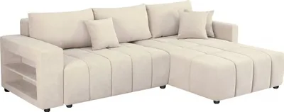 Immagine prodotto di Divano angolare trasformabile in tessuto ciniglia a 3 posti - "Trocadero" - Beige