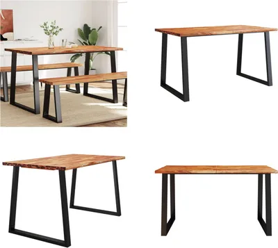 Immagine prodotto di vidaXL Tavolo da pranzo con bordo ad albero 140x80x75 cm in legno massiccio di acacia - Tavolo da pranzo - Tavoli da pranzo - Tavolo - Tavolo da sala da pranzo