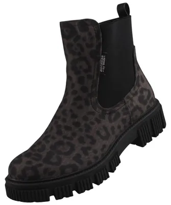 Das Bild zeigt einen schwarzen Stiefel aus Leder mit Schnürung. Zu sehen ist die rechte Seite des Stiefels.
