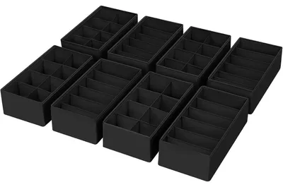 Produktbild von Schubladen Organizer 8er Set 30 x 15 x 9 cm Schwarz Ordnungssystem für Kleiderschrank Socken Wickelutensilien
