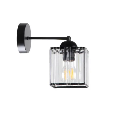 Image de Applique murale GLASSIA - 1xE27, 40 W, noir / transparent