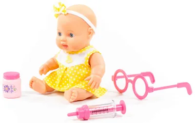 Produktbild von Babypuppe Puppe 24 cm m. Arzt Doktor Medizin Zubehör 3-tlg. Kinder Spielzeug +3J