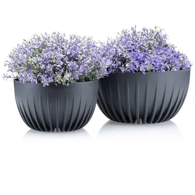 Obrázek produktu pro Sada Flowerpot, ECO 100% recyklované, 2 hrnce, kulaté, 30x16, 24x14, antracit