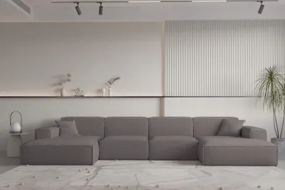 Produktbild von Wohnlandschaft U-Form CELES PREMIUM in Stoff Ascot Bukla Taupe