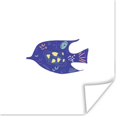 Produktbild von MuchoWow® Poster Fisch - Lila - Pastell 100x100 cm - Babyzimmer