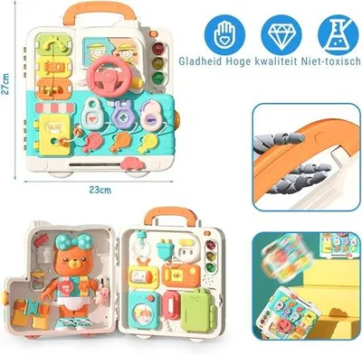 Immagine prodotto di Tavola Montessori per bambini dai 1 ai 3 anni - Tavola interattiva con attività, tavola per lo sviluppo motorio con musica e luci, giocattolo sensoriale - Regalo perfetto per Natale e Capodanno