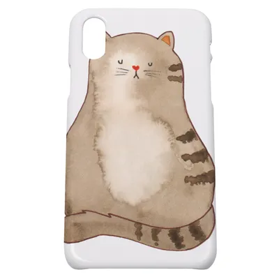 Produktbild von Mr. & Mrs. Panda Iphone 10 Handyhülle Katze Sitzen - Weiß - Geschenk, Handy, X, Liebe, Familie, Cover, Katzen, Hülle, Herz, Cats