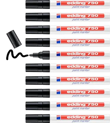 Produktbild von Edding 750, Schwarz, Weiß, 2 mm, 4 mm, 10 Stück(e)