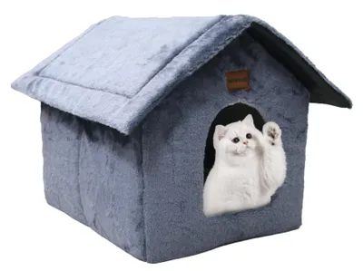 Productafbeelding van Draagbaar kattenhuis - Kattenkooi - Opvouwbaar - Zachte pluche stof - Huisdierenverblijf - Geschikt voor huisdieren tot 6 kg - Dierenverblijf