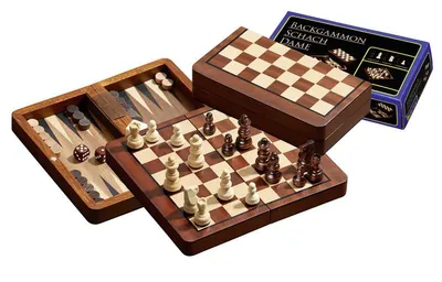 Produktbild von Schach-Backgammon-Dame-Set, magnetisch, Feld 18 mm, Königshöhe 37 mm, Reisespiel