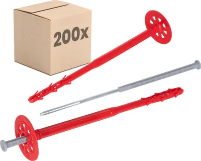 Produktbild von PROTEKTOR Dämmstoffdübel 200 Stück Ø10x280mm mit  Stahlnagel für WDVS und Fassadendämmung, ETA-e Schlagdübel Fassadendübel Tellerdübel für alle Nutzungskategorien