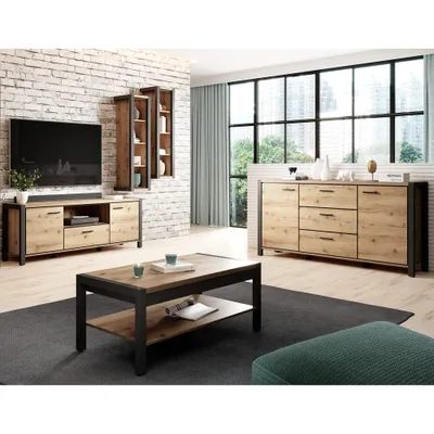 Produktbild von Wohnwand Set inkl. Couchtisch und Sideboard ACCRA-83 in Taurus Eiche Nb., B/H/T: ca. 180/128/41 cm