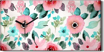 Produktbild von Küchenuhr Bürouhr Leinwand Uhr Geräuschlos 60x30 Gemälde Blumen Pflanzen Kunst - schwarze Hände