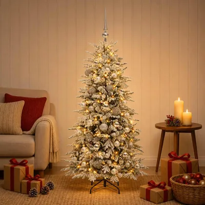 Productafbeelding van Kunstkerstboom met kerstbal 150 cm 150 LED's Warmwit PE & PVC