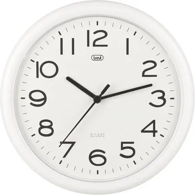 Productafbeelding van Witte ronde quartz wandklok 24 cm van kunststof