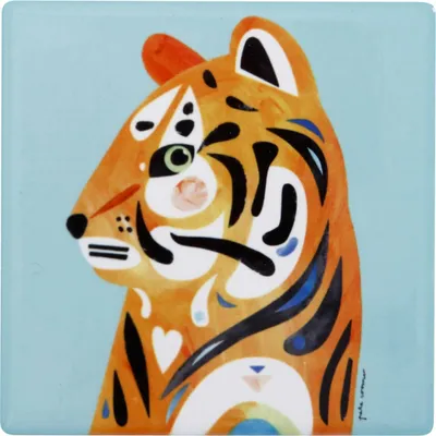 Image de Maxwell & Williams Pete Cromer Dessous de verre Tigre, er, Céramique, Liège, Multicolore, 9.5 x 9.5 cm, DU0229