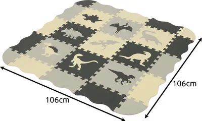 Immagine prodotto di Tappeto puzzle per bambini Eva 35 pezzi - spessore 1 cm, senza BPA/ftalati/formammidi - tappeto da gioco con bordi e angoli, impermeabile, antiscivolo, motivo dino - tappeto per gattonare per neonati e bambini 25785