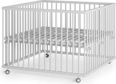Produktbild von Laufgitter 100x100 cm mit Lattenrost und Schlupfsprossen - weiß - Premium Kollektion